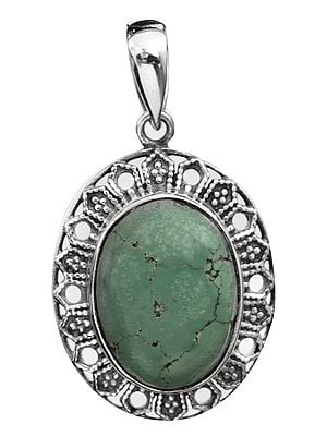 Turquoise Oval French-Wired Pendant