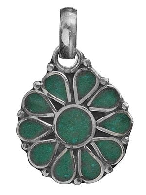 Sterling Silver Inlay Flower Pendant | Sterling Silver Jewelry