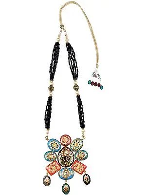 Multicolor Meenakari Necklace from Jharkhand with Hand-Painted Tree of Life
