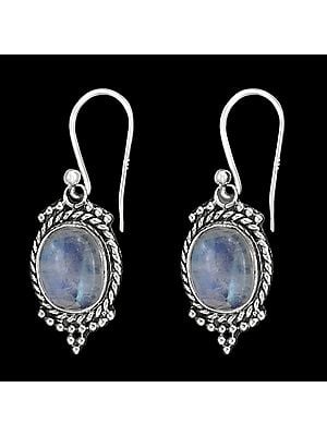 Sterling Silver Earrings with Rainbow Moonstone