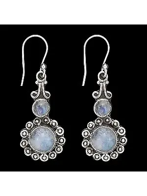 Stylish Sterling Silver Earrings with Rainbow Moonstone
