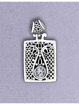 Sterling Silver Pendant with Facet Cubic Zirconia Stone