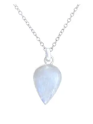Pan Shaped Sterling Silver Pendant with Rainbow Moonstone