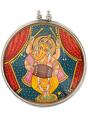 Lord Ganesha Playing Mridangam with Dandia