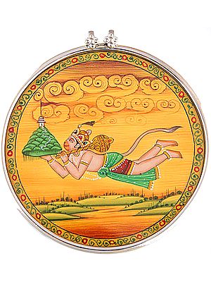 Lord Hanuman Flying with Sanjeevani Mountain