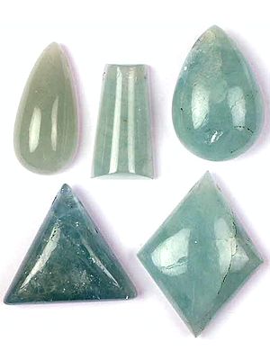 Lot of 5 Side Drilled Aquamarine Cabochons