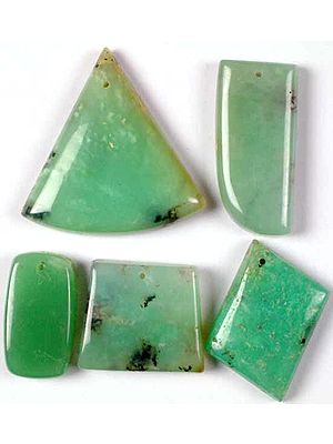 Lot of Five Top-Drilled Chrysoprase Cabochons