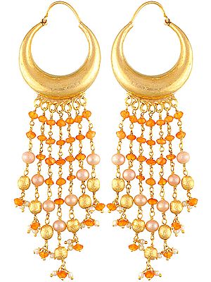 Pearl and Carnelian Sterling Gold Plated Chandeliers