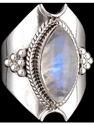 Rainbow Moonstone Marquis Ring