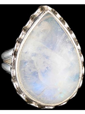 Rainbow Moonstone Teardrop Ring