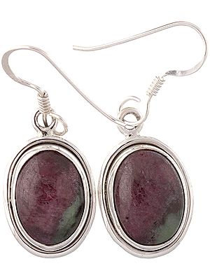 Ruby Zoisite Oval Earrings