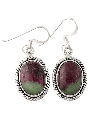 Ruby Zoisite Oval Earrings
