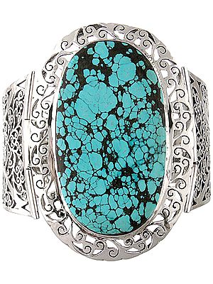 Spider's Web Turquoise Art Noveau Bangle