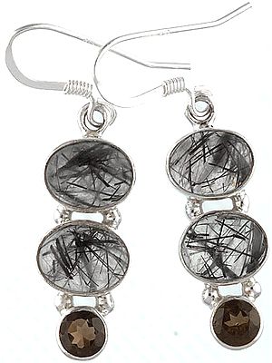 Tourmalinated Quartz and Smoky Quartz Earrings