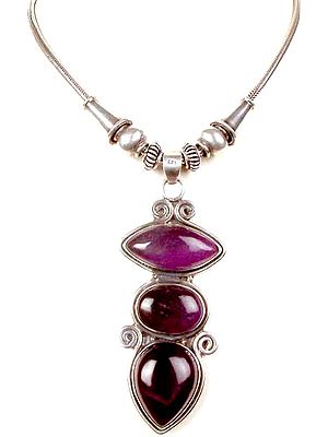 Triple Stone Amethyst Necklace