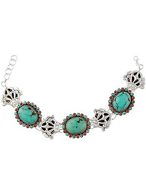 Turquoise and Coral Bracelet