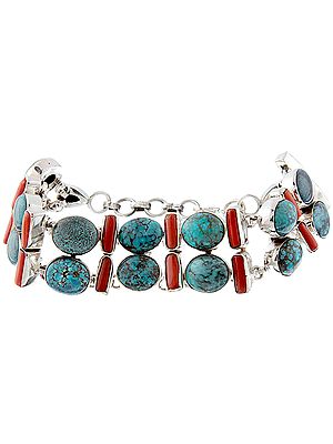 Turquoise and Coral Bracelet