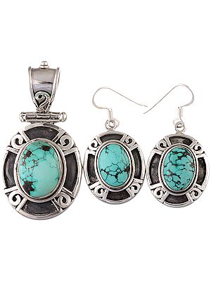Turquoise Pendant with Earrings Set