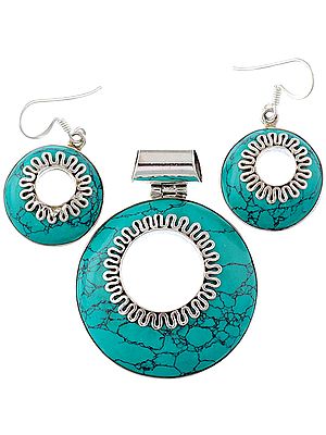 Turquoise Pendant with Matching Earrings Set