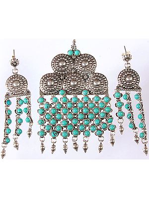 Turquoise Pendant with Matching Earrings Set