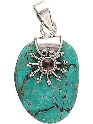 Turquoise with Garnet Pendant