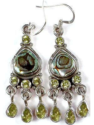 Abalone & Faceted Peridot Earrings