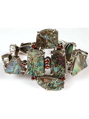 Abalone and Faceted Garnet Bracelet