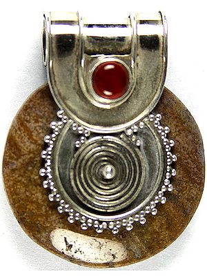 Agate Donut Pendant with Carnelian