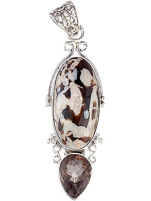 Agate Pendant with Faceted Smoky Quartz