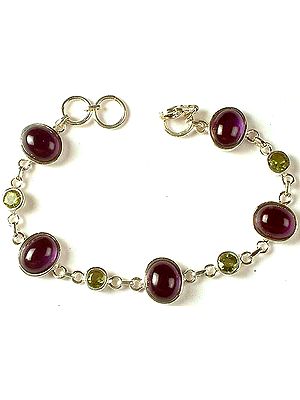 Amethyst & Faceted Peridot Bracelet