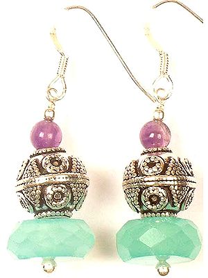 Amethyst & Peru Chalcedony Earrings