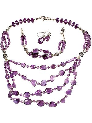 Amethyst Bracelet, Necklace and Earrings Set