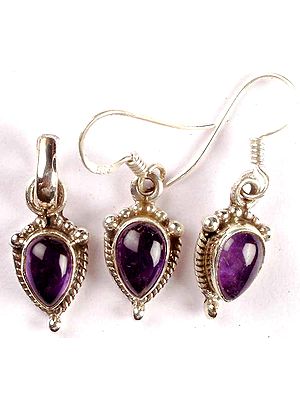 Amethyst Pendant and Earrings Set