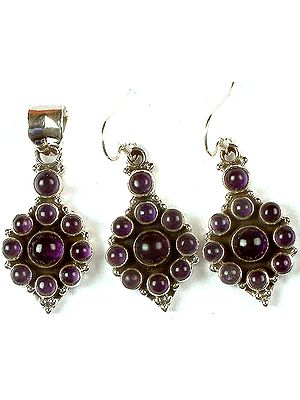 Amethyst Pendant With Matching Earrings