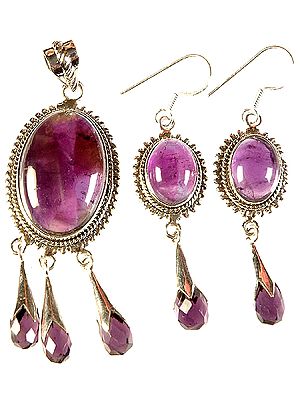 Amethyst Pendant with Matching Earrings