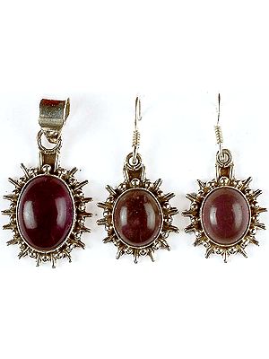 Amethyst Pendant with Matching Earrings Set