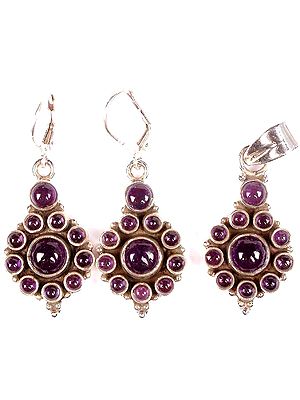 Amethyst Pendnat and Earrings Set