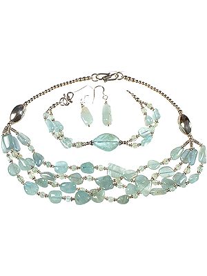 Aquamarine Necklace, Bracelet and Earrings Set
