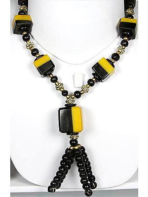 Black and Yellow Beaded Necklace