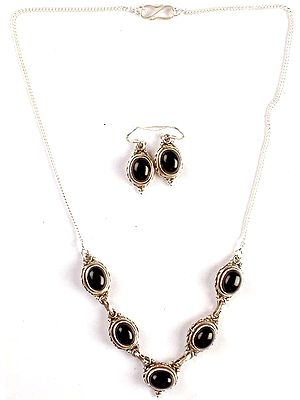 Black Onyx Necklace and Earrings Set