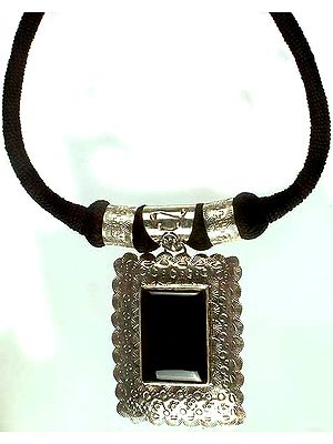 Black Onyx Necklace with Black Cord
