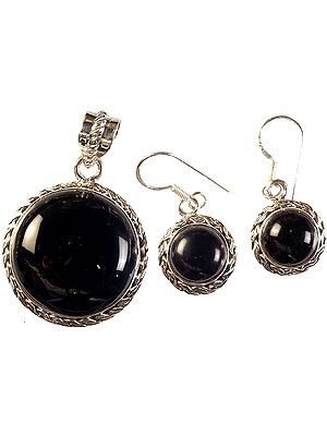 Black Onyx Pendant with Matching Earrings