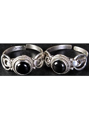 Black Onyx Toe Rings (Price Per Pair)