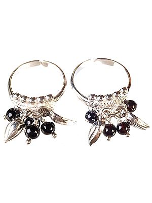 Black Onyx Toe Rings with Charms (Price Per Pair)