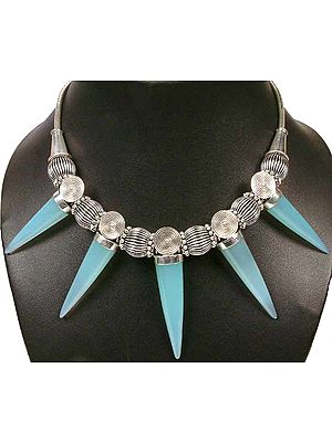Blue Chalcedony Spike Necklace