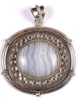 Blue Lace Agate Pendant with Spirals