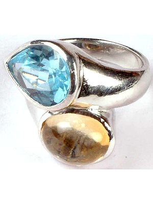 Blue Topaz & Citrine Ring