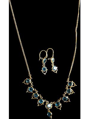 Blue Topaz Necklace and Earrings Set