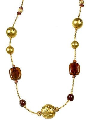Brass and Glass Bead Necklace
