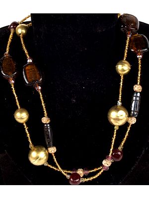 Brown and Golden Beaded Necklace